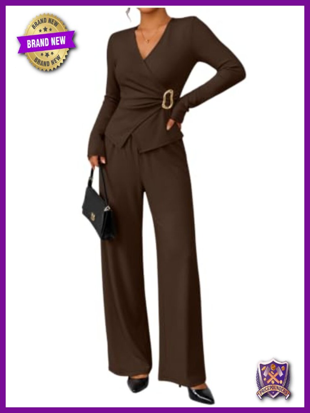 Women's Asymmetrical Lounge Set Wide Leg Pants Business Casual 2-Piece Outfit
